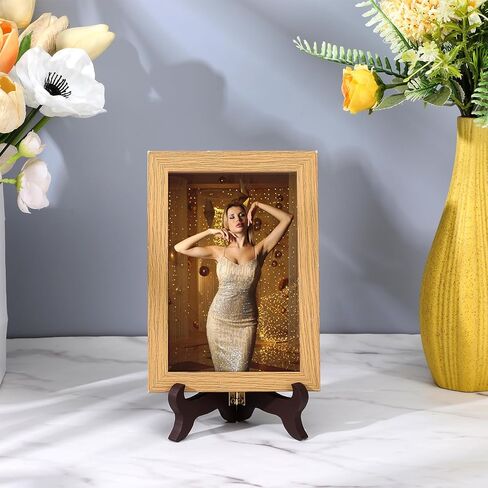 Telooco 2 PCS Wooden Plate Stands for Display, 4" Easel Plate Holder Brown Folding Display Stand Small Picture Stands Decorative Plates Holder for Display Picture Frame Book Dish Artwork Easels in Saudi Arabia