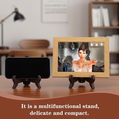Telooco 2 PCS Wooden Plate Stands for Display, 4" Easel Plate Holder Brown Folding Display Stand Small Picture Stands Decorative Plates Holder for Display Picture Frame Book Dish Artwork Easels in Saudi Arabia