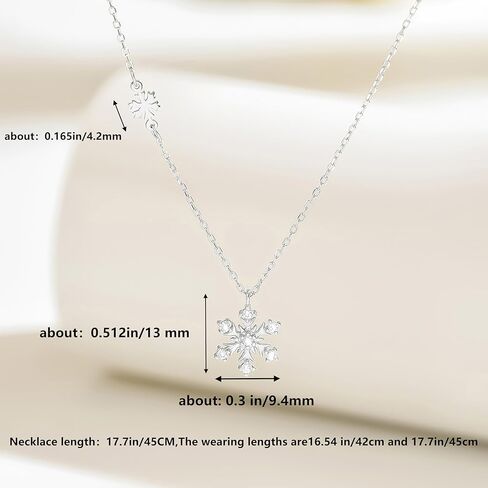 Snowflake Necklace for Women, 925 Sterling Silver CZ Crystals Snowflake Pendant Necklace to Daughter 14k Gold Plated Sparkle Winter Snowflake Flower Valentines Day Choker Necklace Jewelry Gift in Saudi Arabia