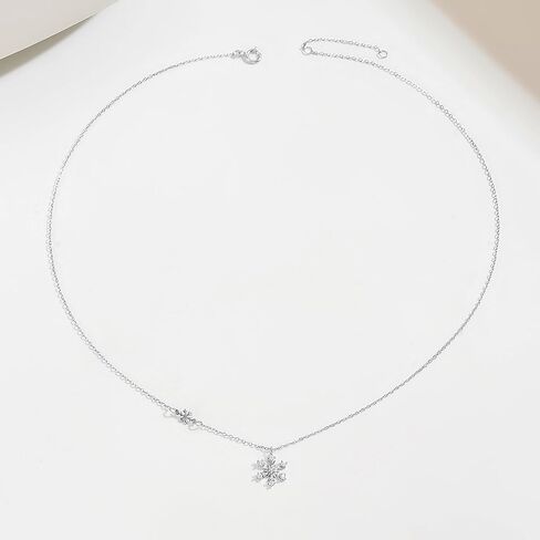 Snowflake Necklace for Women, 925 Sterling Silver CZ Crystals Snowflake Pendant Necklace to Daughter 14k Gold Plated Sparkle Winter Snowflake Flower Valentines Day Choker Necklace Jewelry Gift in Saudi Arabia