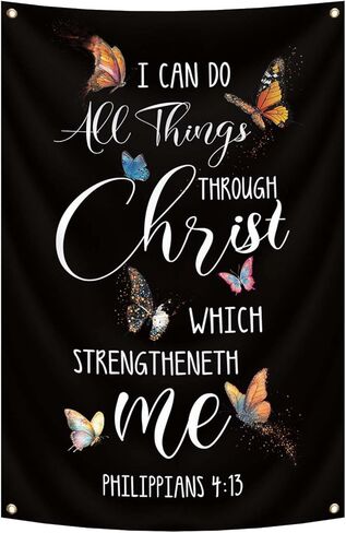 2x3ft Jesus Tapestry Philippians 4:13 Bible Scripture Decor I Can Do All Things Through Christ Wall Banner With 4 Brass Grommets Christian Jesus Flags for Indoor and Outdoor Wall Hanging in Saudi Arabia