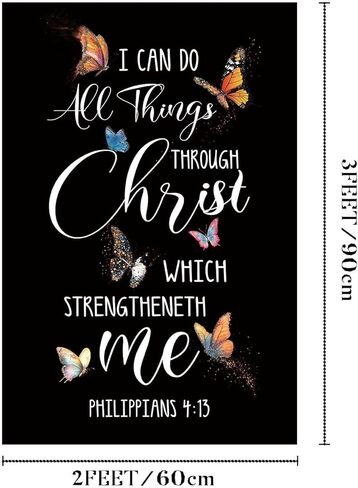 2x3ft Jesus Tapestry Philippians 4:13 Bible Scripture Decor I Can Do All Things Through Christ Wall Banner With 4 Brass Grommets Christian Jesus Flags for Indoor and Outdoor Wall Hanging in Saudi Arabia