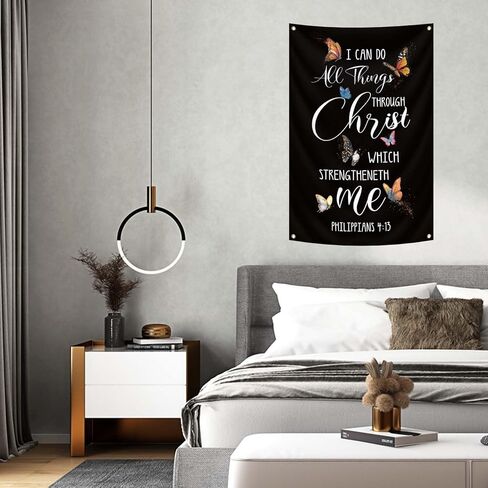 2x3ft Jesus Tapestry Philippians 4:13 Bible Scripture Decor I Can Do All Things Through Christ Wall Banner With 4 Brass Grommets Christian Jesus Flags for Indoor and Outdoor Wall Hanging in Saudi Arabia