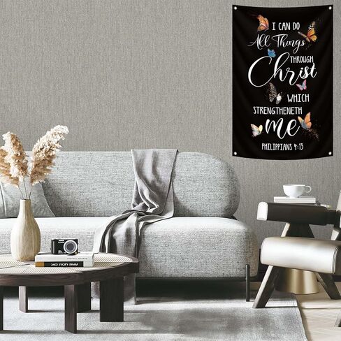 2x3ft Jesus Tapestry Philippians 4:13 Bible Scripture Decor I Can Do All Things Through Christ Wall Banner With 4 Brass Grommets Christian Jesus Flags for Indoor and Outdoor Wall Hanging in Saudi Arabia