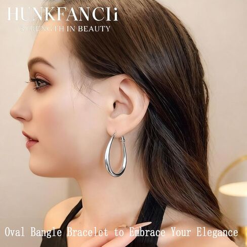 HunkFancii Gold Oval Hoop Earrings for women, Chunky Hoop Earrings, Large hoop earrings,14K Gold Plated 925 Sterling Silver Post Hoops, 4.7cm×3.3cm Hypoallergenic Valentines Earrings in Saudi Arabia
