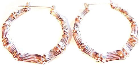 Bamboo Hoop Earrings Rose Gold Bamboo 2 inch Hoop Earrings Full Hoop in Saudi Arabia