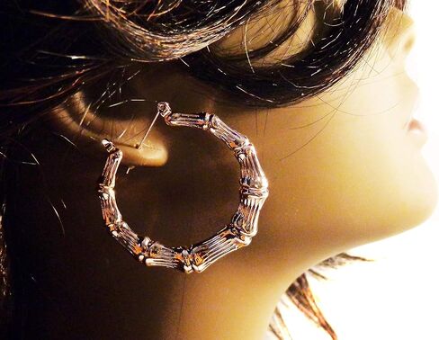 Bamboo Hoop Earrings Rose Gold Bamboo 2 inch Hoop Earrings Full Hoop in Saudi Arabia