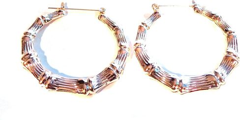 Bamboo Hoop Earrings Rose Gold Bamboo 2 inch Hoop Earrings Full Hoop in Saudi Arabia