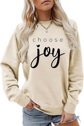 Mihvhyrt Choose Joy Sweatshirt Women Christian Jesus God Faith Mental Health Positive Sweatshirt Long Sleeve Crewneck Sweater in Saudi Arabia