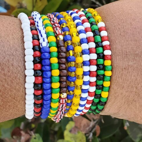 11 pcs Ilde Pulseras Santeria Blessed Handmade Unisex Stretch Bracelet Set Iyawo Babablawo Orula Shango Obatala Eleggua Ogun Ochosi Oshun Yemaya Oya San Lazaro Seven African Powers in Saudi Arabia