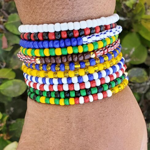 11 pcs Ilde Pulseras Santeria Blessed Handmade Unisex Stretch Bracelet Set Iyawo Babablawo Orula Shango Obatala Eleggua Ogun Ochosi Oshun Yemaya Oya San Lazaro Seven African Powers in Saudi Arabia