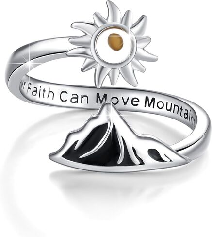 MOPOPOK Faith Ring for Women S925 Sterling Silver Dragonfly/Cardinal/Ladybug/Hummingbird/Mountain/Mustard Seed Adjustable Open Rings Christian Inspirational Jewelry Gifts for Birthday in Kuwait