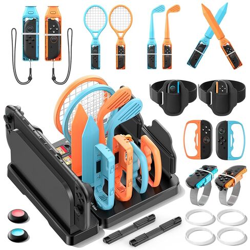 Switch 2 Sports Accessories Bundle with Organizer Dock Station, Storage and Organizer for Switch Sports Games, Family Sport Accessories Kit Compatible with Nintendo Switch Interactive Gaming Figures in Kuwait