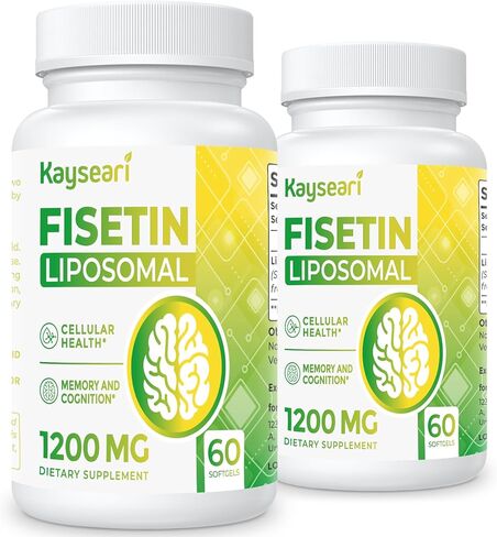 Kayseari Fisetin 1200mg Liposomal Fisetin Supplements 98% Pure Fisetin Polyphenols Antioxidants Immunity Health Aging Cognitive Support Non-GMO 120 Capsules in Saudi Arabia