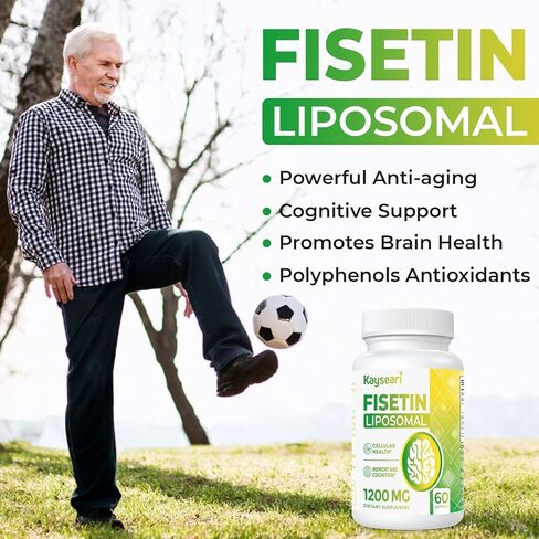Kayseari Fisetin 1200mg Liposomal Fisetin Supplements 98% Pure Fisetin Polyphenols Antioxidants Immunity Health Aging Cognitive Support Non-GMO 120 Capsules in Saudi Arabia