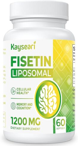 Kayseari Fisetin 1200mg Liposomal Fisetin مكملات 98% نقية من مادة البوليفينول ومضادات الأكسدة والمناعة والصحة والشيخوخة والدعم المعرفي غير المعدلة وراثيًا 120 كبسولة in Kuwait