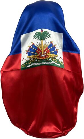 Haitian Flag Adult's Satin Long Sleeping Cap with Ties for Women - Perfect for Protective Hairstyles, Overnight Haiti Satin Bonnet Night Caps Multicolor in Saudi Arabia
