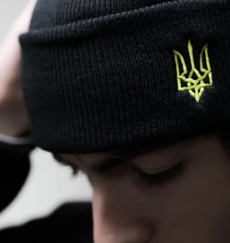 InkPressions Ukraine Knit Cuff Black Beanie President Zelensky Hat for Mens and Womens in Saudi Arabia