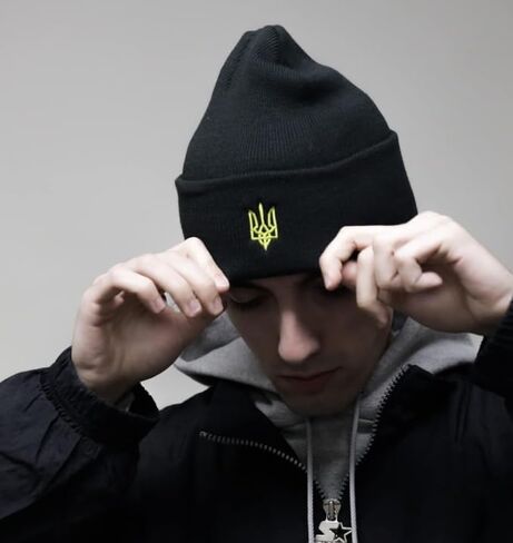 InkPressions Ukraine Knit Cuff Black Beanie President Zelensky Hat for Mens and Womens in Saudi Arabia