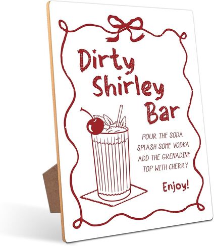 لافتة طاولة بار Dirty Soda - علامة موكتيل بار الصودا، مثالية لحفلات الزفاف وحفلات استقبال المولود الجديد، وديكورات الحفلات الصيفية، لافتة حفلات خشبية مقاس 8 × 11 مع حامل in Saudi Arabia