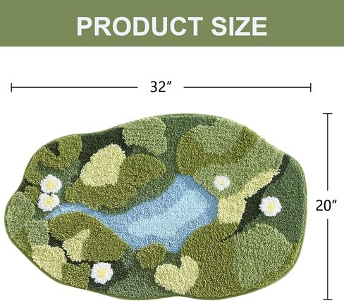 سجادة حمام طحالب لطيفة من HIGHSEASON، سجادة حمام ثلاثية الأبعاد لمنطقة الزهور الخضراء، سجادة حمام ماصة للماء غير قابلة للانزلاق لأرضية الدش، المغسلة، غرفة النوم، ديكور إكسسوارات المنزل (20 بوصة × 32 بوصة) in Kuwait