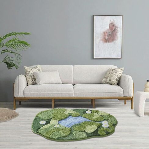 سجادة حمام طحالب لطيفة من HIGHSEASON، سجادة حمام ثلاثية الأبعاد لمنطقة الزهور الخضراء، سجادة حمام ماصة للماء غير قابلة للانزلاق لأرضية الدش، المغسلة، غرفة النوم، ديكور إكسسوارات المنزل (20 بوصة × 32 بوصة) in Kuwait