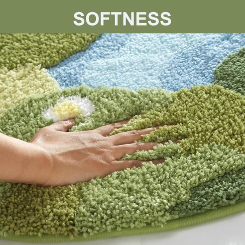 سجادة حمام طحالب لطيفة من HIGHSEASON، سجادة حمام ثلاثية الأبعاد لمنطقة الزهور الخضراء، سجادة حمام ماصة للماء غير قابلة للانزلاق لأرضية الدش، المغسلة، غرفة النوم، ديكور إكسسوارات المنزل (20 بوصة × 32 بوصة) in Kuwait