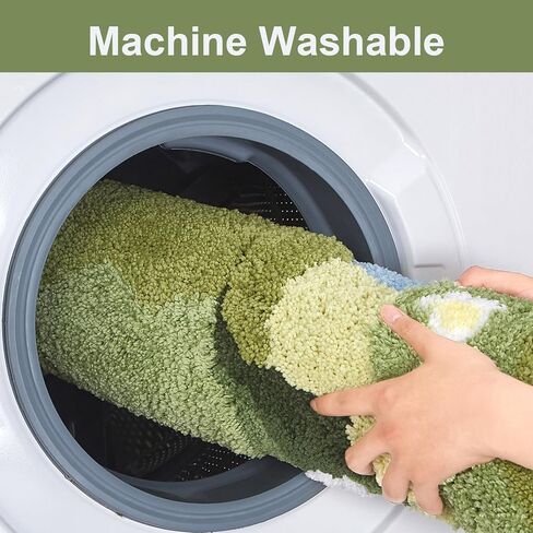 سجادة حمام طحالب لطيفة من HIGHSEASON، سجادة حمام ثلاثية الأبعاد لمنطقة الزهور الخضراء، سجادة حمام ماصة للماء غير قابلة للانزلاق لأرضية الدش، المغسلة، غرفة النوم، ديكور إكسسوارات المنزل (20 بوصة × 32 بوصة) in Kuwait