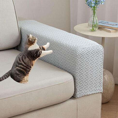 TOWGOU Couch Arm Covers, Arm Chair Covers Set of 2, Armchair Covers, Chair Arm Covers Protectors Washable with Twist Pins (Light Gray,Large (Set of 2)) in Saudi Arabia