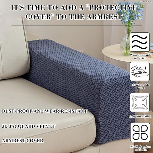 TOWGOU Couch Arm Covers, Arm Chair Covers Set of 2, Armchair Covers, Chair Arm Covers Protectors Washable with Twist Pins (Light Gray,Large (Set of 2)) in Saudi Arabia