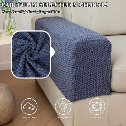 TOWGOU Couch Arm Covers, Arm Chair Covers Set of 2, Armchair Covers, Chair Arm Covers Protectors Washable with Twist Pins (Light Gray,Large (Set of 2)) in Saudi Arabia