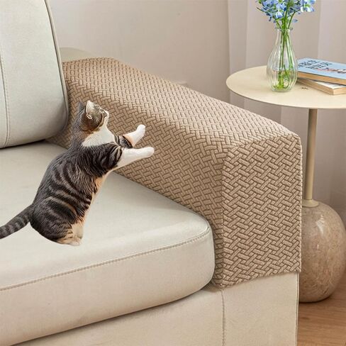 TOWGOU Couch Arm Covers, Arm Chair Covers Set of 2, Armchair Covers, Chair Arm Covers Protectors Washable with Twist Pins (Light Gray,Large (Set of 2)) in Saudi Arabia