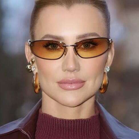 Dollger Y2K النظارات الشمسية النساء العصرية 2000s التفاف حول الملحقات المعدنية نظارات شمسية 90s مستطيل سايبر موضة ظلال باردة in Kuwait