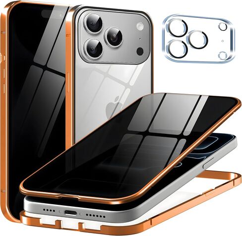 Privacy Magnetic Case لـ iPhone 16 Plus مع حامي شاشة الخصوصية المعدني من التيتانيوم واقي عدسة الكاميرا ، والامتصاص المغناطيسي مزدوج الجوانب الزجاج in Kuwait
