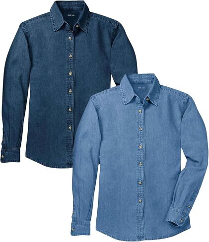 Joe's USA Ladies Long Sleeve Value Denim Shirts in Sizes XS-4XL in Saudi Arabia
