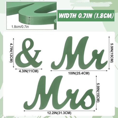 AceOrbit Sage Green 3 قطع Mr & Mrs Sign Table Decor Sweetheart Mr and Miss حروف خشبية قائمة بذاتها علامة زفاف ريفية لطاولة الزفاف لحفلات الزفاف كشك الصور الدعائم لوازم الزينة in Kuwait