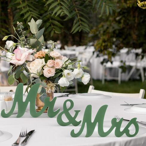 AceOrbit Sage Green 3 قطع Mr & Mrs Sign Table Decor Sweetheart Mr and Miss حروف خشبية قائمة بذاتها علامة زفاف ريفية لطاولة الزفاف لحفلات الزفاف كشك الصور الدعائم لوازم الزينة in Kuwait