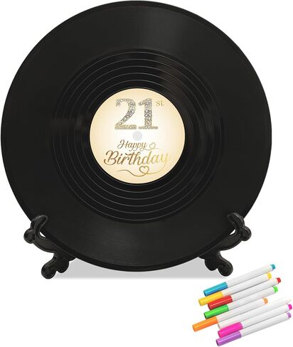 LMVIYAN Vinyl Record 21st Birthday Decorations Guest Book Alternatives ，Sweet 21 Feliz Cumpleaños Decoracion Party Favors Sign Poster，Great Sweet 21 Gifts for Him & Her （21 Years Old） in Saudi Arabia