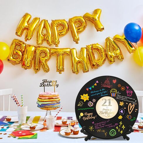 LMVIYAN Vinyl Record 21st Birthday Decorations Guest Book Alternatives ，Sweet 21 Feliz Cumpleaños Decoracion Party Favors Sign Poster，Great Sweet 21 Gifts for Him & Her （21 Years Old） in Saudi Arabia