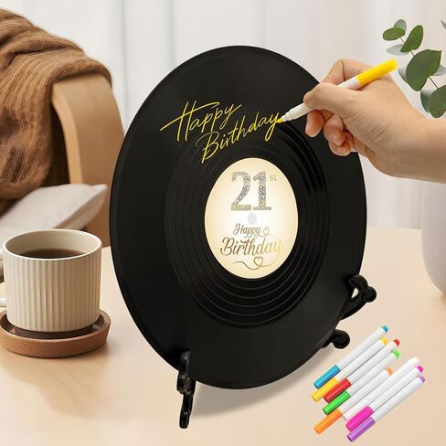 LMVIYAN Vinyl Record 21st Birthday Decorations Guest Book Alternatives ，Sweet 21 Feliz Cumpleaños Decoracion Party Favors Sign Poster，Great Sweet 21 Gifts for Him & Her （21 Years Old） in Saudi Arabia