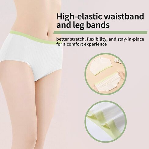 Viraélive Women’s Disposable Cotton Underwear 7-Pack, Individually Wrapped Breathable Travel Panties, Soft Real-Fit Briefs in Saudi Arabia