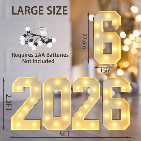 2.3FT Marquee Numbers Lights 2026 Sign, Light up letters for New Year Decorations 2026 Graduation Decoration, Class of 2026 for College High School Senior Kindergarten Graduation Party Favor Supplies in Saudi Arabia