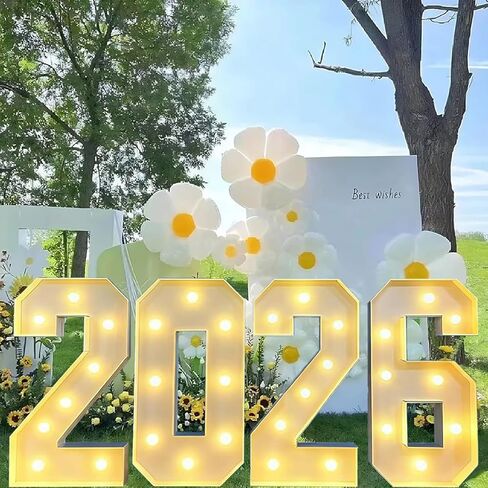 2.3FT Marquee Numbers Lights 2026 Sign, Light up letters for New Year Decorations 2026 Graduation Decoration, Class of 2026 for College High School Senior Kindergarten Graduation Party Favor Supplies in Saudi Arabia