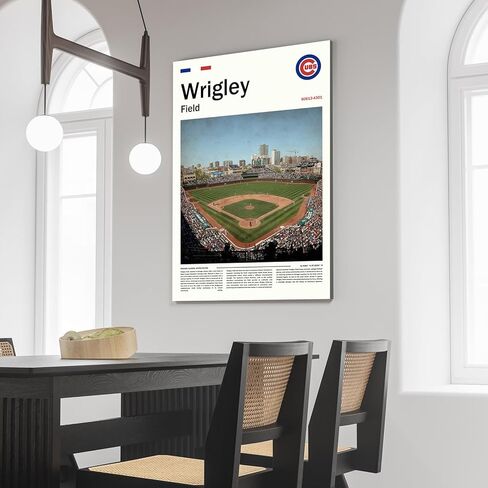 ملصق ملعب WrigleyField (L17 xW11 Canvas) طباعة فنية جدارية لخليج شيكاغو بولبارك - ملصق رياضي قديم للأشبال - هدية لمحبي البيسبول ومؤيدي فريق الأشبال in Kuwait