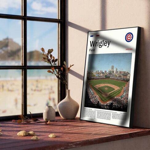 ملصق ملعب WrigleyField (L17 xW11 Canvas) طباعة فنية جدارية لخليج شيكاغو بولبارك - ملصق رياضي قديم للأشبال - هدية لمحبي البيسبول ومؤيدي فريق الأشبال in Kuwait