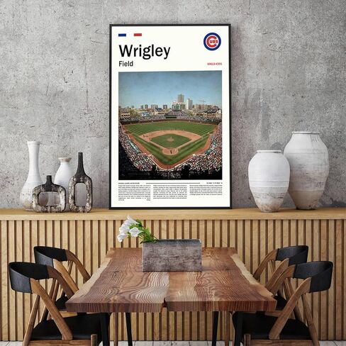ملصق ملعب WrigleyField (L17 xW11 Canvas) طباعة فنية جدارية لخليج شيكاغو بولبارك - ملصق رياضي قديم للأشبال - هدية لمحبي البيسبول ومؤيدي فريق الأشبال in Kuwait