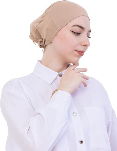 Prien Soft Undercap Hijab for Women, Cotton Islamic Bonnet, Muslim Head Scarf Inner Cap for Prayer Wear, Turban Hat Ramadan in Saudi Arabia