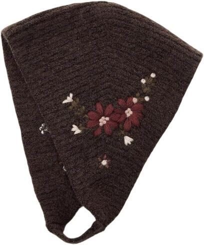 Women Knit Winter Hat Fashion Floral Embroidered Warm Knitted Cute Beanie Outdoor Lightweight Pullover Cap in Saudi Arabia