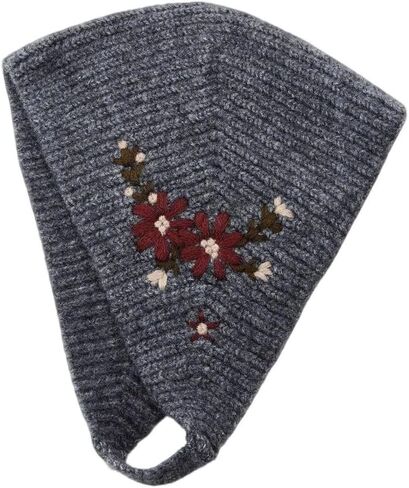 Women Knit Winter Hat Fashion Floral Embroidered Warm Knitted Cute Beanie Outdoor Lightweight Pullover Cap in Saudi Arabia