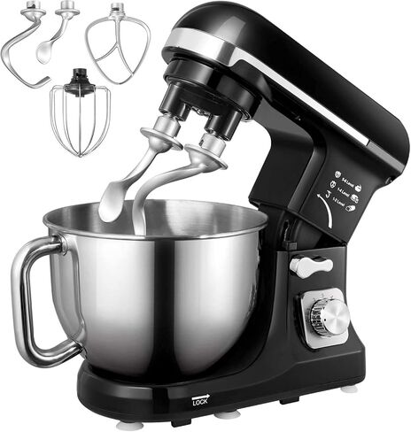 Stand Mixer Fohere, With Double Dough Hook, Wire Whip & Beater Mixers Kitchen Electric Stand Mixer, 6+P Speed Tilt-head Standing Mixer, Kitchen Mixer with Bowl & Splash Guard, Red in Saudi Arabia